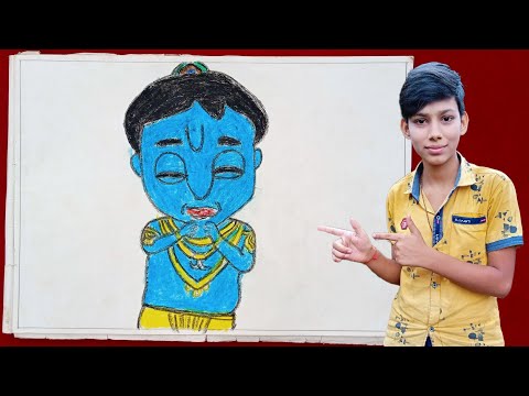 Very easy bal krishna drawing | Kanha ji ka chitra kaise banaen | How to draw bal krishna .