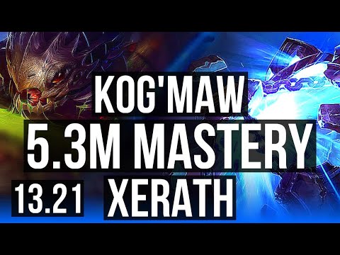KOG'MAW vs XERATH (MID) | 5.3M mastery, 1600+ games, 8/2/9 | KR Master | 13.21