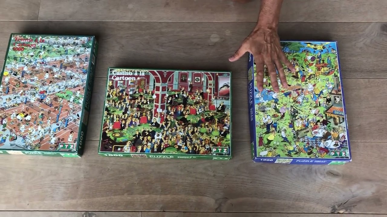 Jan van Haasteren Golf en Tennis en Casino puzzels a la Cartoon 1000 stukjes. @Puzzel1000Stukjes