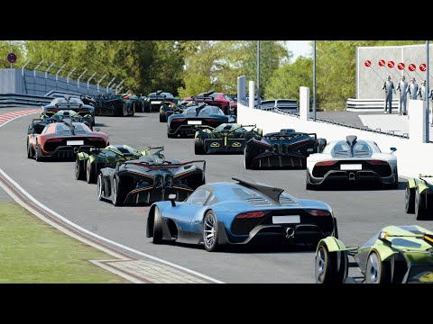 Bugatti Bolide vs Lamborghini V12 VGT vs Mercedes-AMG Project One LONG RACE