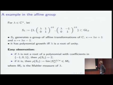 Entropy, Mahler Measure and Bernoulli Convolutions - Emmanuel Breuillard