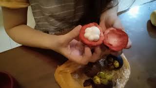 How to hand-crack the fat skin of mangosteen/マンゴスチンの食べ方/ Cara nak buka manggis/