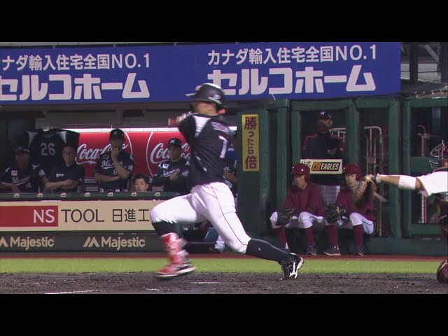 【4回表】待望の先制点!! マリーンズ・鈴木がセンター前にタイムリーヒットを放つ!! 2019/8/27 E-M