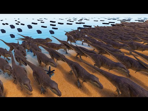100,000 T-REX Charge Omaha Beach D-DAY Defenses! - UEBS 2 Ultimate Epic Battle Simulator 2
