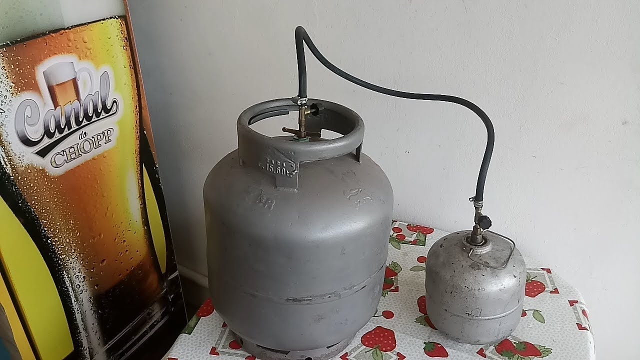 Como transferir o gás de um botijão p13 para um p2