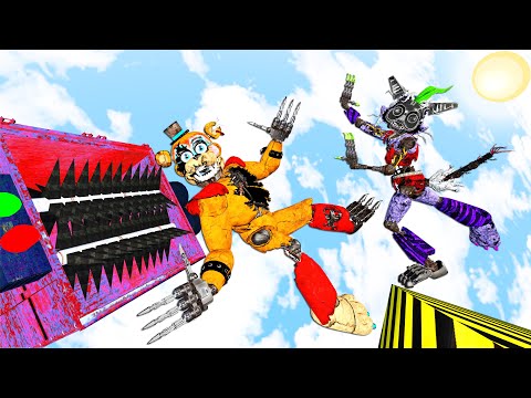 FNAF Security Breach Ruin - Mimic, Freddy, Monty, Roxy, Chica and Gregory Ragdoll Falls [GMOD]