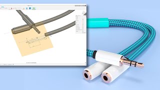Stereo Splitter Cable 3D Modeling Process Voiceover