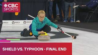 Full find end of inaugural Rock League final between Shield Curling Club and Typhoon Curling Club