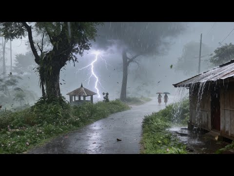 Walking in heavy rain and beautiful Indonesian countryside🌧️||indoculture
