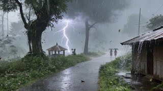 Walking in heavy rain and beautiful Indonesian countryside🌧️||indoculture