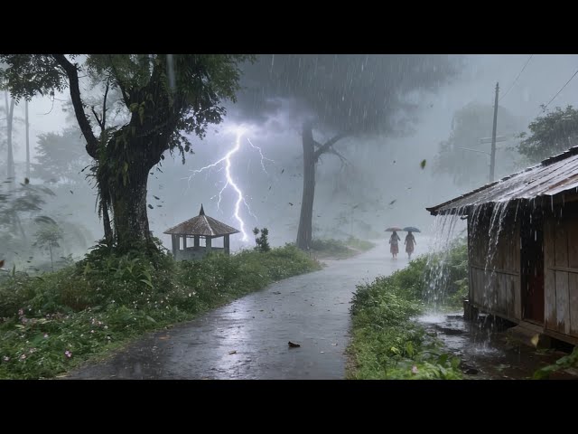 Walking in heavy rain and beautiful Indonesian countryside🌧️||indoculture