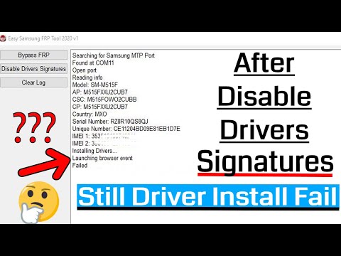 Easy Samsung Frp Bypass Tool--Still Driver Install Fail After Disable Drivers Signature 100% Working Video