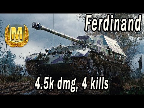 WOT Blitz | Ferdinand Epic ACE ( 4.5k, 4 Kills )