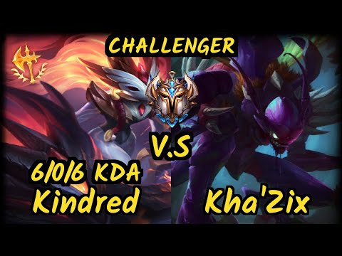 KINDRED vs KHA'ZIX - 6/0/6 KDA JUNGLE CHALLENGER GAMEPLAY - EUN