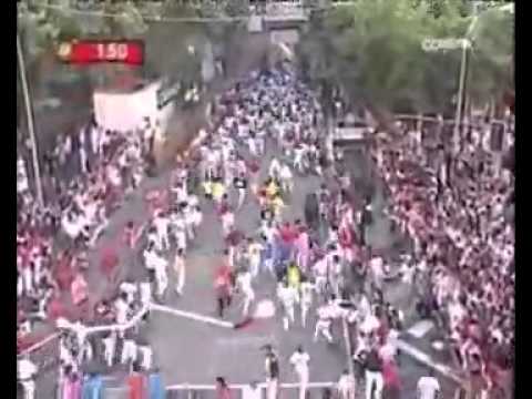 July 7 2008 encierro with Conde de la Corte bulls in Pamplona