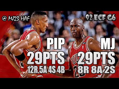Michael Jordan & Scottie Pippen Highlights vs Cavaliers (1992 ECF Game 6) - CLASSIC GAME!