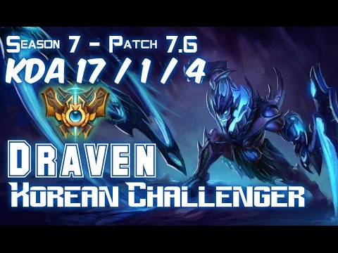 DRAVEN KOREAN CHALLENGER vs EZREAL ADC - Patch 7.6 KR Ranked