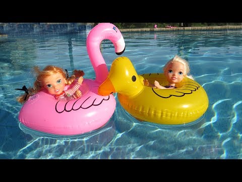 FLOATIES ! Elsa & Anna toddlers - Pool Party - Water fun Big float Splash Swim