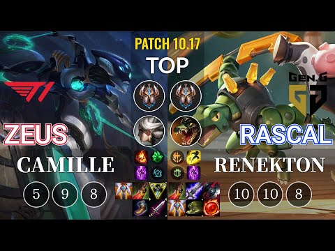 T1 Zeus Camille vs GEN Rascal Renekton Top - KR Patch 10.17