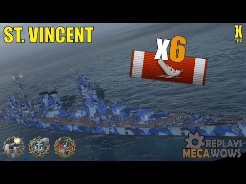 Battleship St. Vincent 6 Kills & 219k Damage | World of Warships Gameplay