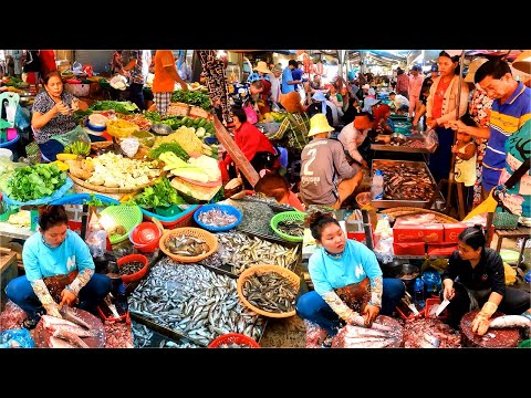 Cambodian Mixed Market Food. Fish, Vegetables, Chicken And all kinds of ingredients.