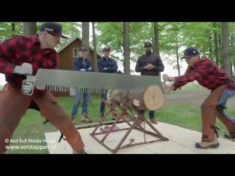 Lumberjack Max Verstappen chops wood and previews the Canadian Grand Prix in Montreal
