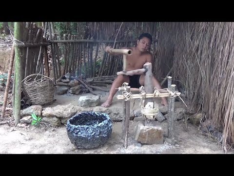 Primitive Life-Make A Millstone!-Primitive Technology used!