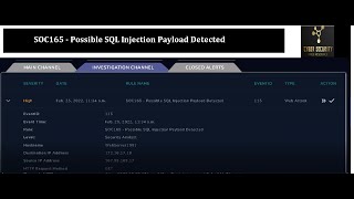 LetsDefend.io SOC165   Possible SQL Injection Payload Detected