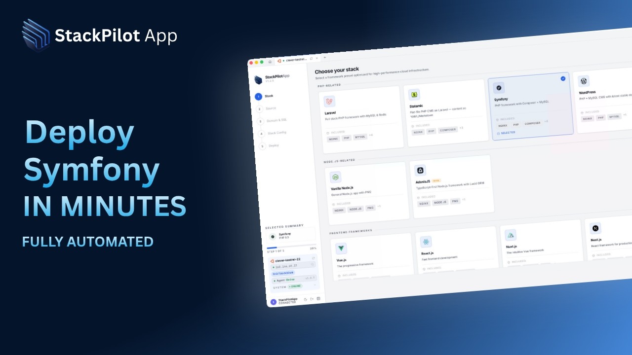 Deploy Symfony with StackPilot App