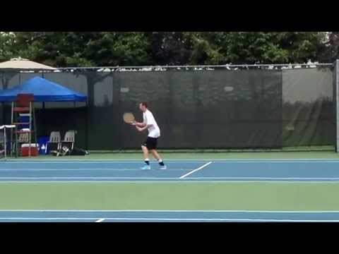 Godfrey F22 Future: Alex Kobelt with a serve and volley