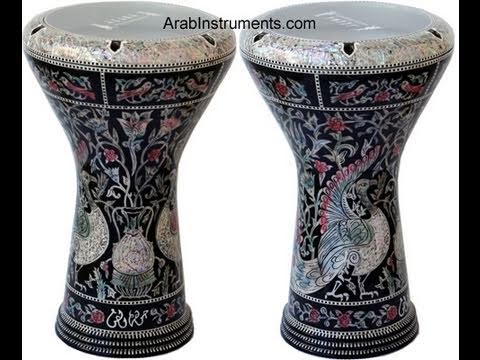 Peacock mother of pearl sombaty doumbek - Buy this darbuka at our website - طبلة