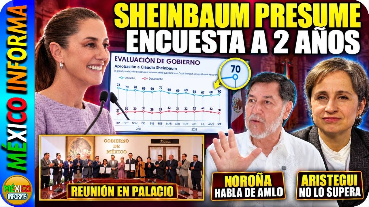 A 2 AÑOS DE GOBIERNO LA PRESIDENTA MUESTRA ENCUESTA. NOROÑA HABLA DE AMLO. ARISTEGUI NO LO SUPERA.