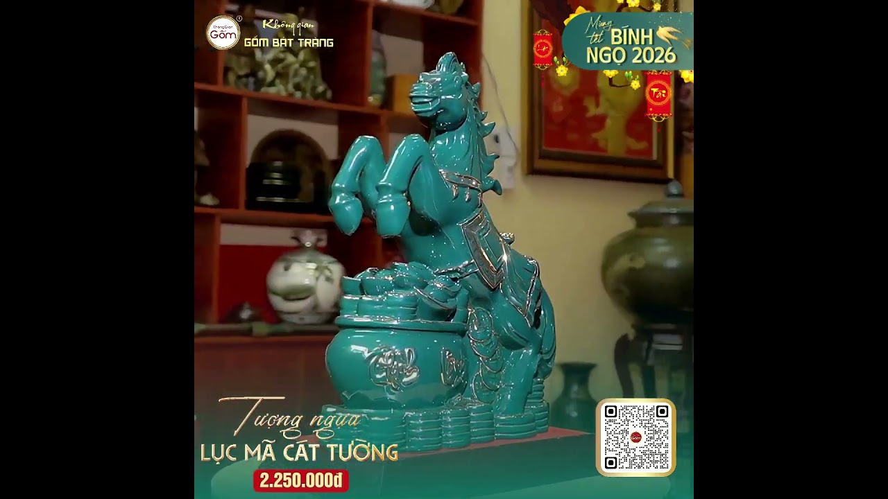 Tượng Ngựa Lục Mã Cát Tường Vẽ Vàng