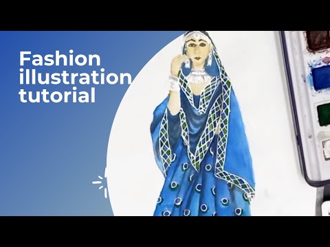 Indian dress |Fashion illustration tutorial |Time lapse video
