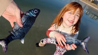 Living at PiRATE iSLAND 🏝️ Fish for breakfast and morning routine feeding dinosaurs with Adley