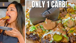 ONE CARB KETO PIZZA! How to Make Keto Meatza Pizza! Keto Big Mac Pizza Recipe