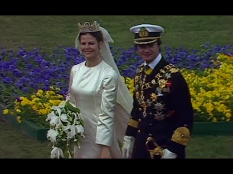 Roal wedding: King Carl XVI Gustaf of Sweden marrying Silvia Sommerlath in 1976