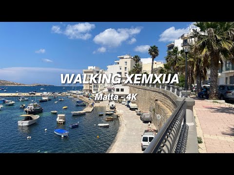 (ASMR) Walking through Xemxija, St. Paul's Bay, Malta 🇲🇹 - 4K / Caminando por Xemxija, Malta.