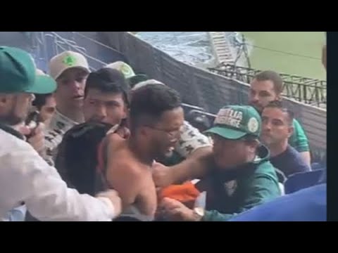 LOUCURA! Torcedores do PALMEIRAS agridem Torcedor do FLAMENGO infiltrado na MANCHA VERDE no clássico