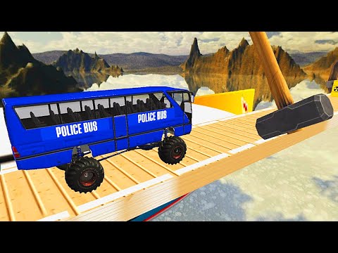 Impossible Monster Police Bus Stunts Ramp Jumps - Ramp Car Stunts Game - Android GamePlay
