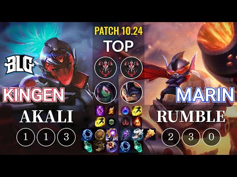 BLG Kingen Akali vs MaRin Rumble Top - KR Patch 10.24