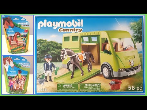 Unboxing Playmobil Country Horse Transporter, Horse Therapist and Riding Instructor Building Sets