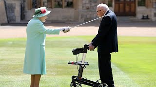 video: Captain Tom Moore knighted by the Queen and jokes: 'If I kneel down I'll never get up again' 