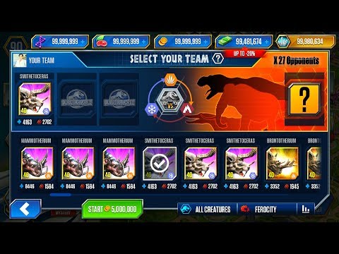 DEFEAT 27 OPPONENTS SUPER BATTLE VIP | JURASSIC WORLD THE GAME
