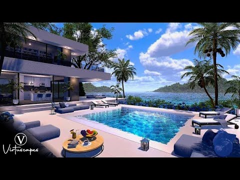 Ocean Front Villa | Day & Sunset Ambience | Calm Beach Waves & Tropical Nature Sounds