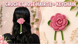 Make This Cute Crochet Rose Hair Tie & Keychain | Beginner Friendly Tutorial | Easy and Cute