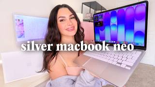 unboxing the macbook neo in SILVER 💻🩶☁️ 1 month thoughts!