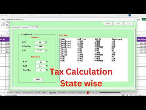 Excel Vba Form Part- 20 (Tax Calculation State Wise), Excel Vba Tutorial in Hindi, Payroll System