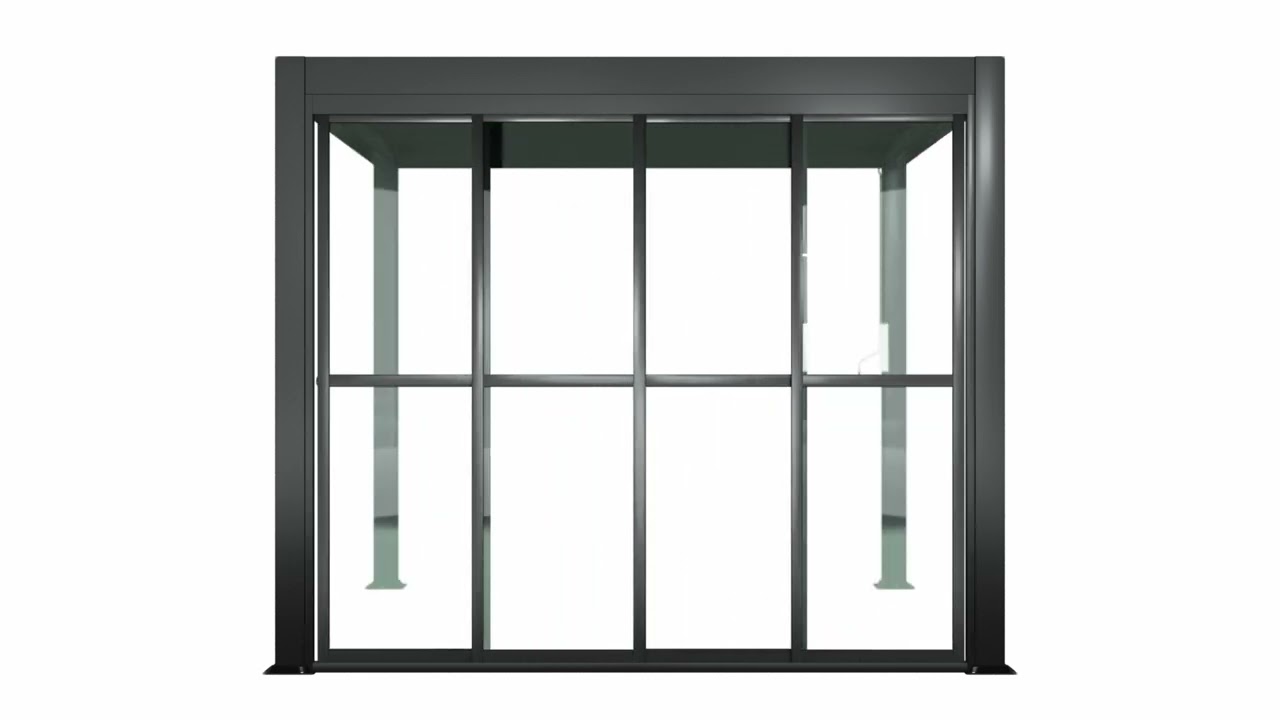 Aluminium Glazed Sliding Pergola Doors System in Charcoal
