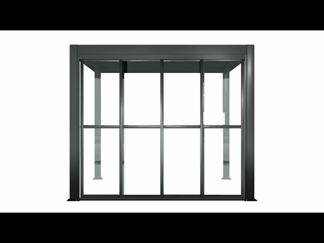 Aluminium Glazed Sliding Pergola Doors System in Charcoal